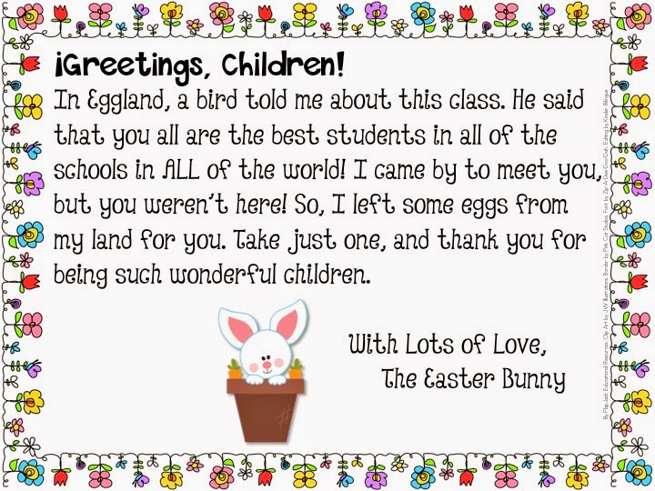 http://www.teacherspayteachers.com/Product/Easter-Bunny-Letter-to-Students-Freebie-English-and-Spanish-1204280