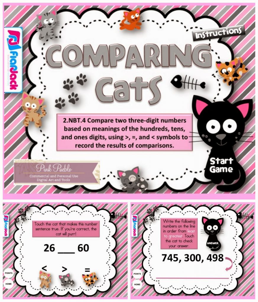 http://www.teacherspayteachers.com/Product/Comparing-Cats-Smart-Board-Game-CCSS2NBT4-1232724