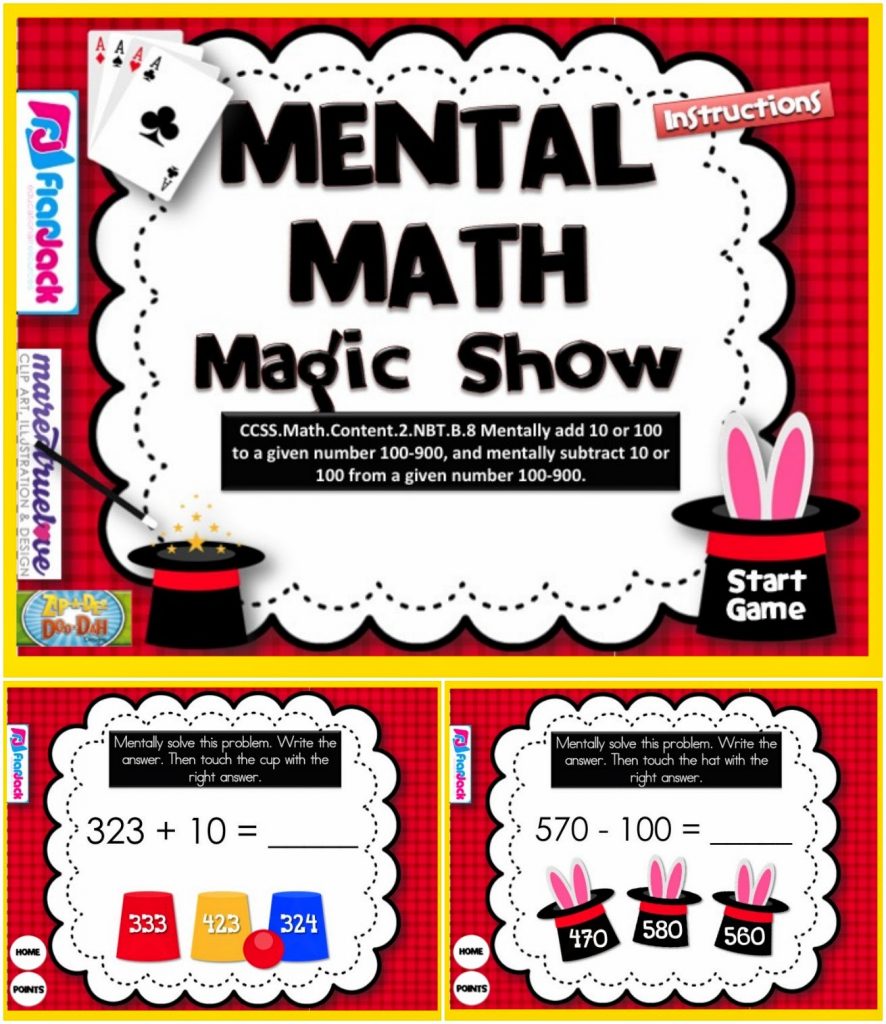 http://www.teacherspayteachers.com/Product/Mental-Math-Magic-Show-Smart-Board-Game-CCSS2NBTB8-1232806