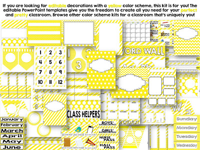 Yellow Color Scheme Class Decor Kit