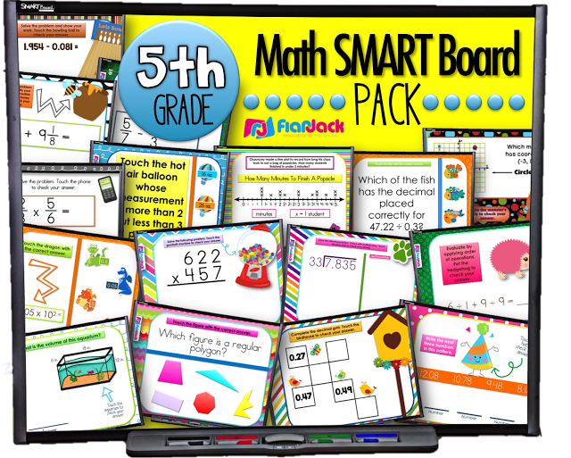 5th Grade Math Smart Board Game Pack