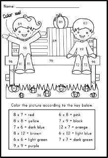 Pumpkin Multiplication Coloring Sheet Freebie