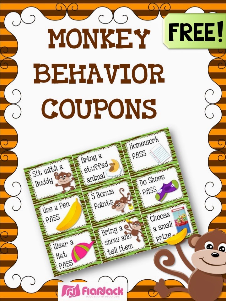 MONKEY Behavior Coupons Freebie, Ideas, & Classroom Decor Pack