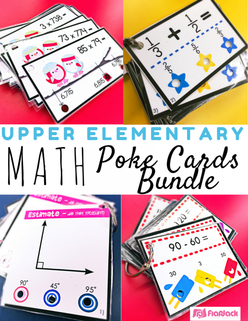 Upper Elementary Math Poke Card Bundle