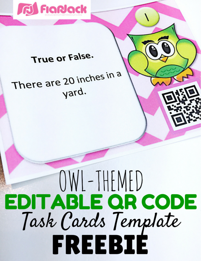 Editable Owl QR Code Task Cards Template FREEBIE