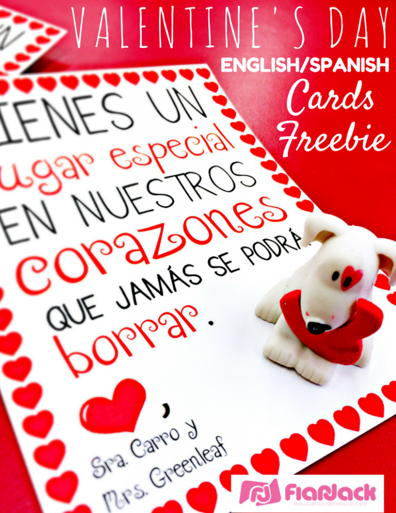  Valentine's Day Cards Freebie in Spanish and English
