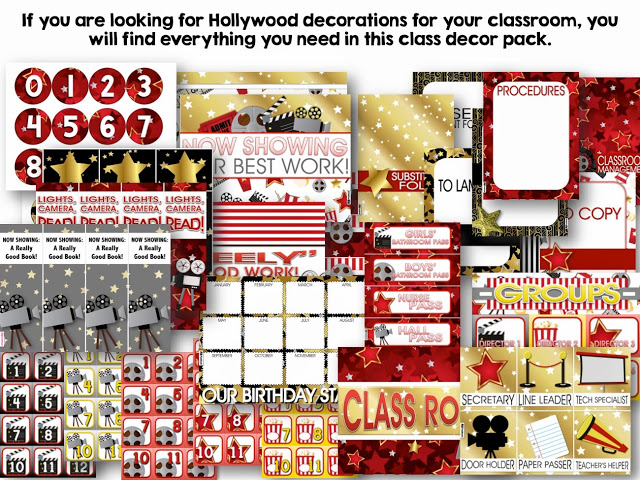 Hollywood Classroom Theme Decor Pack