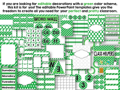 Editable Green Class Decor Kit