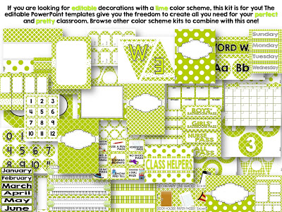 Editable Lime Class Decor Kit