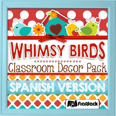SPANISH Whimsy Birds Classroom Decor Materials Pack